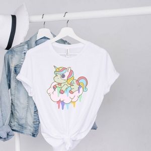 Kawaii Reconstructed Unicorn On Cloud Tee